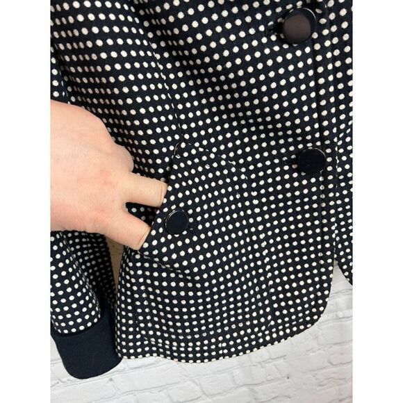 TALBOTS PETITES blue white polka dot collared classic jacket blazer size 4P - Picture 4 of 8
